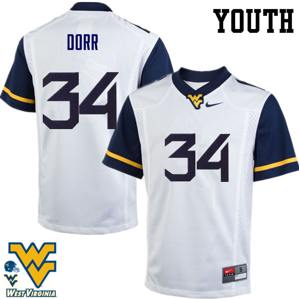 NCAA Youth Lorenzo Dorr West Virginia Mountaineers White #34 Nike Stitched Football College Authentic Jersey WD23A76RP
